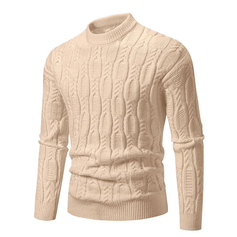 Herren Grobstrickpullover mit modernem Zopfmuster und Rundhalsausschnitt Stilzeits