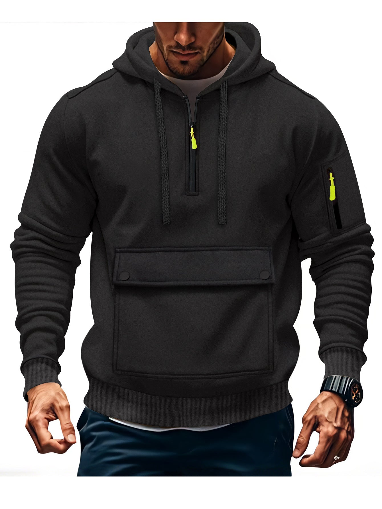 Herren lässige Kapuzenpullover mit praktischen Taschen Stilzeits