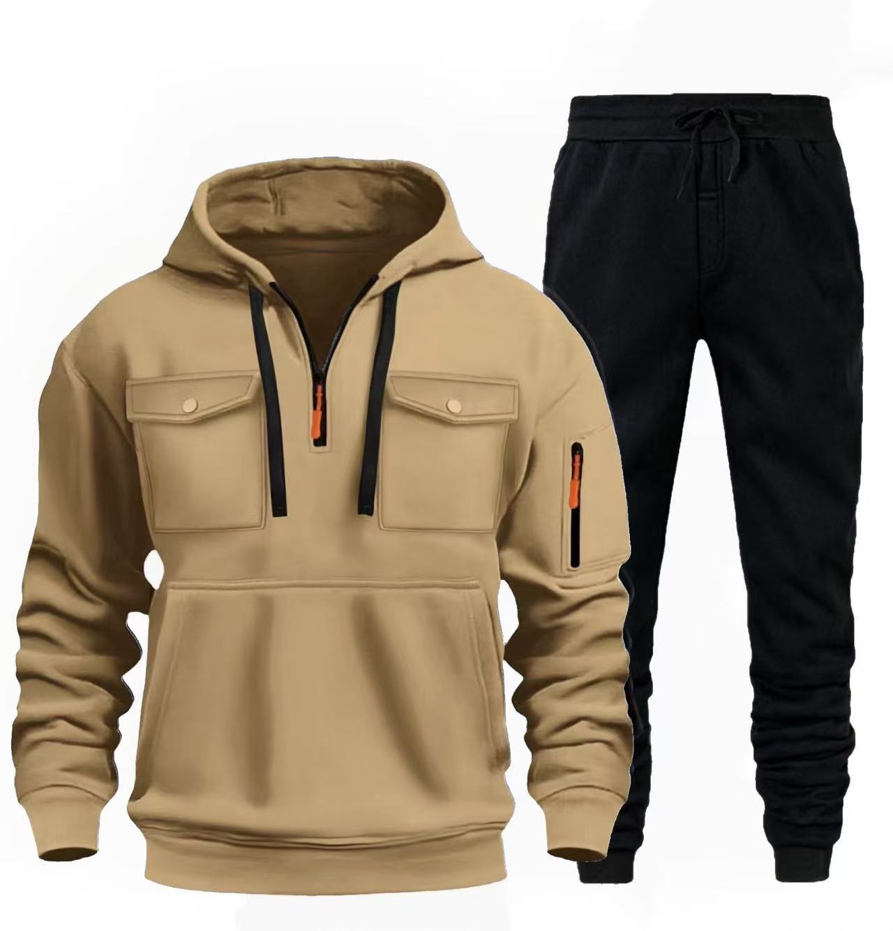 Herren lässige Freizeit-Kombination mit funktionalen Taschen Stilzeits