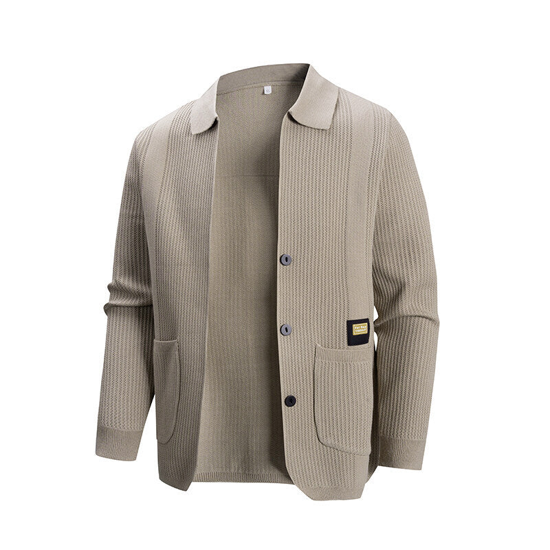 Herren Strickjacke mit modernem Rippmuster und praktischen Taschen Stilzeits