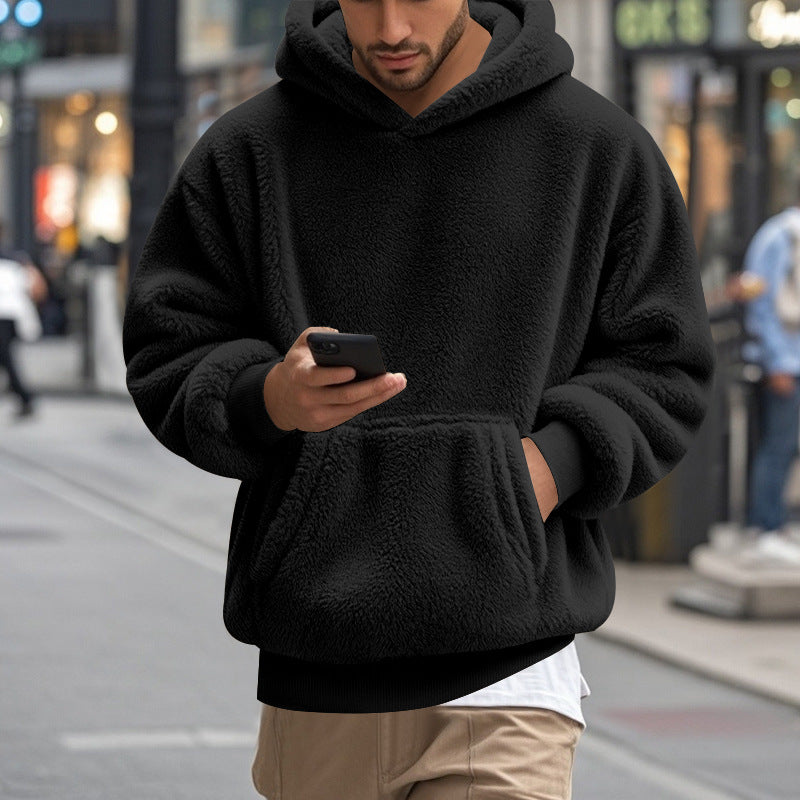 Herren übergroßer Fleece-Hoodie mit Kängurutasche und gemütlichem Schnitt Stilzeits