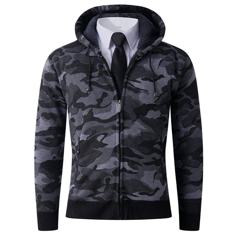 Herren modischer Hoodie mit gefütterter Kapuze und kräftigem Camouflage-Muster Stilzeits