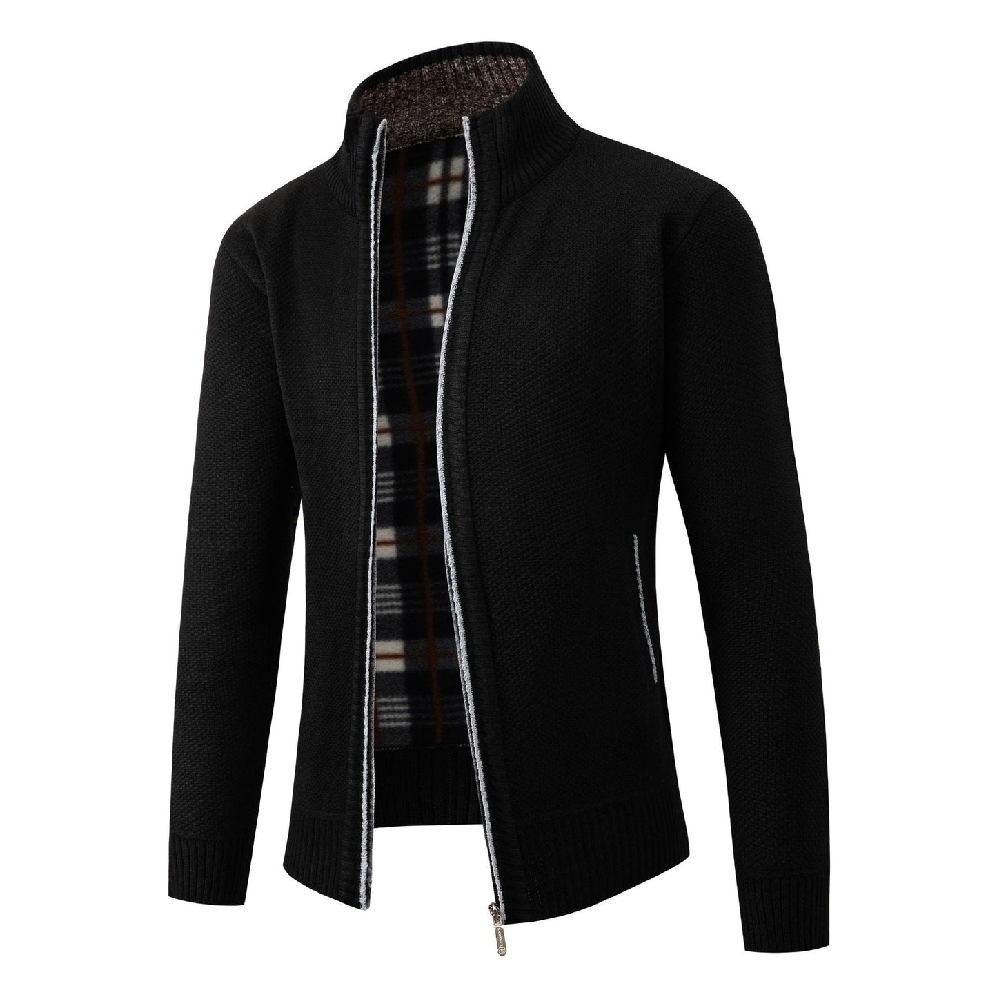 Herren Strickjacke mit modernem Stehkragen und klassischem Innenfutter Stilzeits