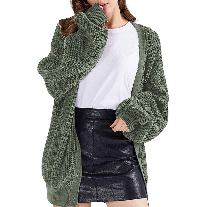 Damen Grober Strickcardigan mit offenem Design und lässigem Schnitt Stilzeits