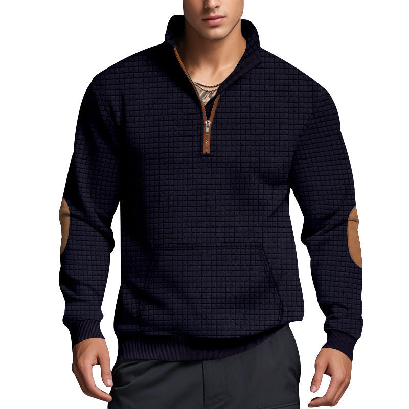 Herren strukturierter Fleece-Pullover mit modischem Stehkragen Stilzeits