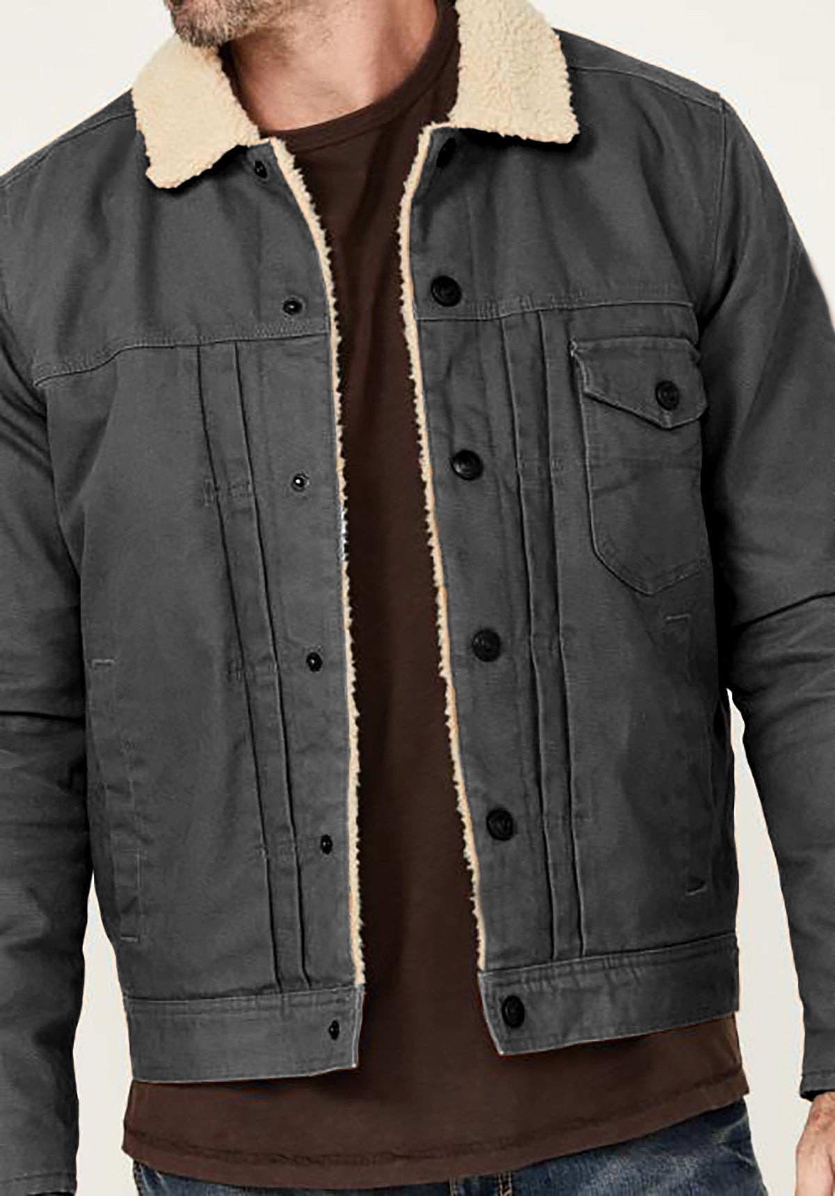 Herren kuschelige Denimjacke mit Sherpa-Futter Stilzeits