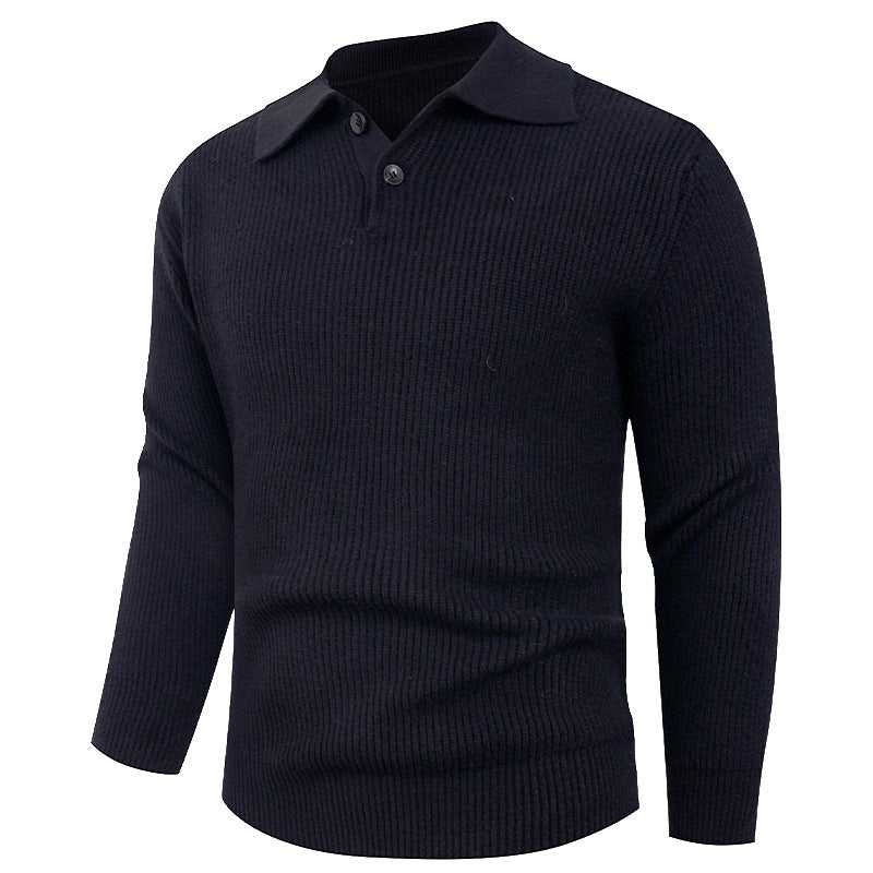 Herren Strickpullover mit modernem Polokragen und funktionalem Knopfverschluss Stilzeits