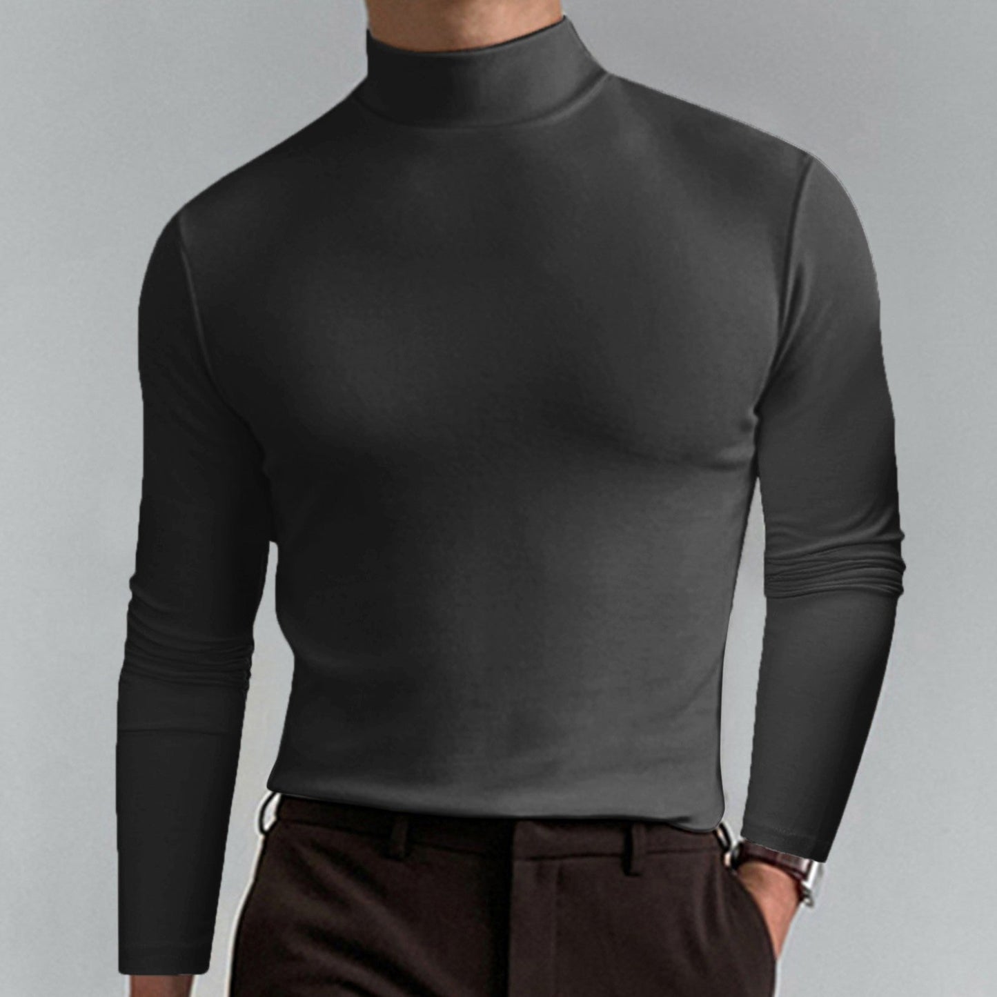 Herren modischer Rollkragenpullover aus weichem Baumwollmix Stilzeits
