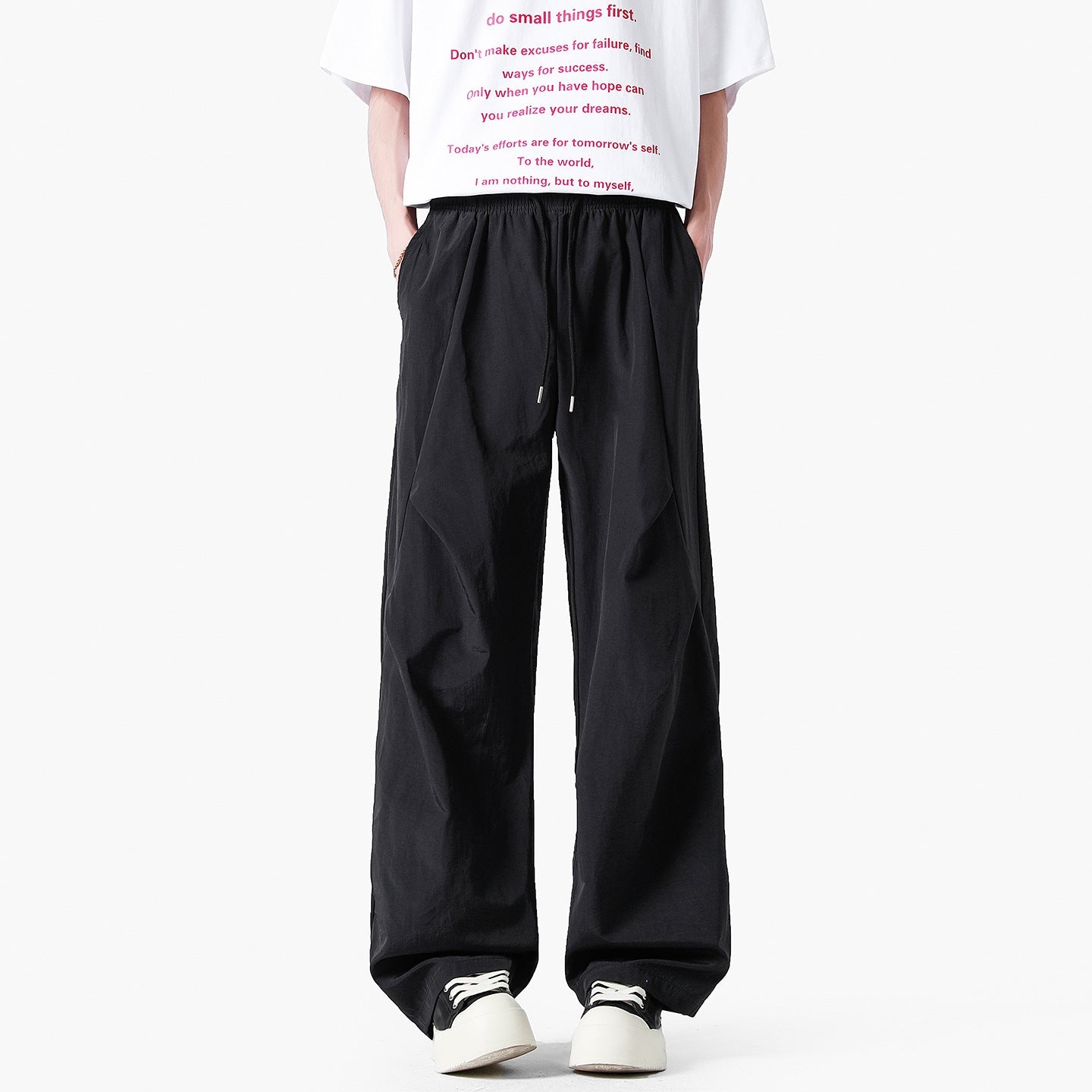 Unisex elegante Freizeithose mit hohem Bund und lockerer Passform Stilzeits