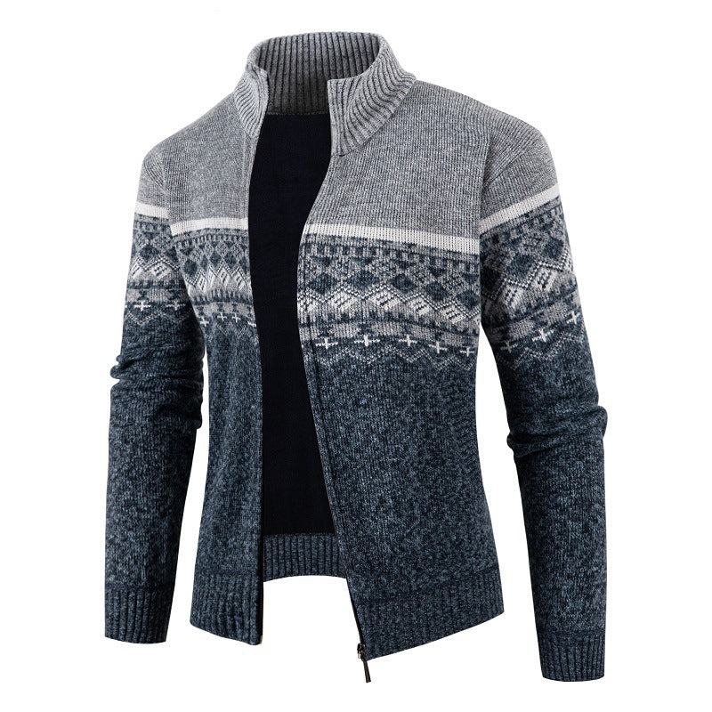 Herren modische Strickjacke mit hohem Kragen Stilzeits