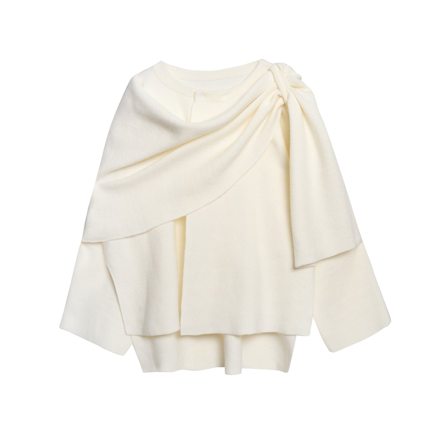 Damen gemütlicher Strickponcho mit raffinierten Drapierungen Stilzeits