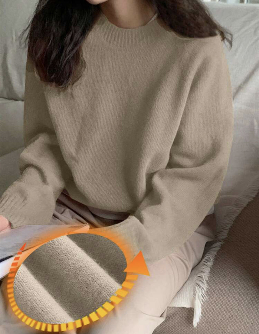 Damen Gemütlicher Rundhals-Pullover aus hochwertigem Stoff Stilzeits