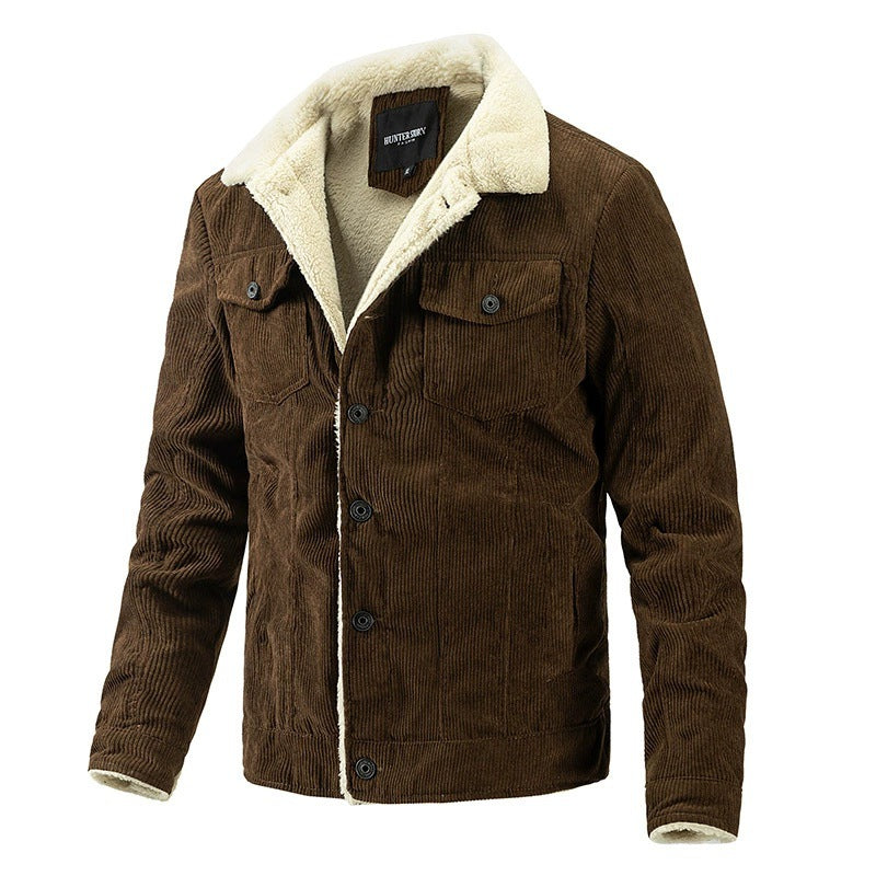 Herren kuschelige Cord-Jacke mit warmem Futter Stilzeits