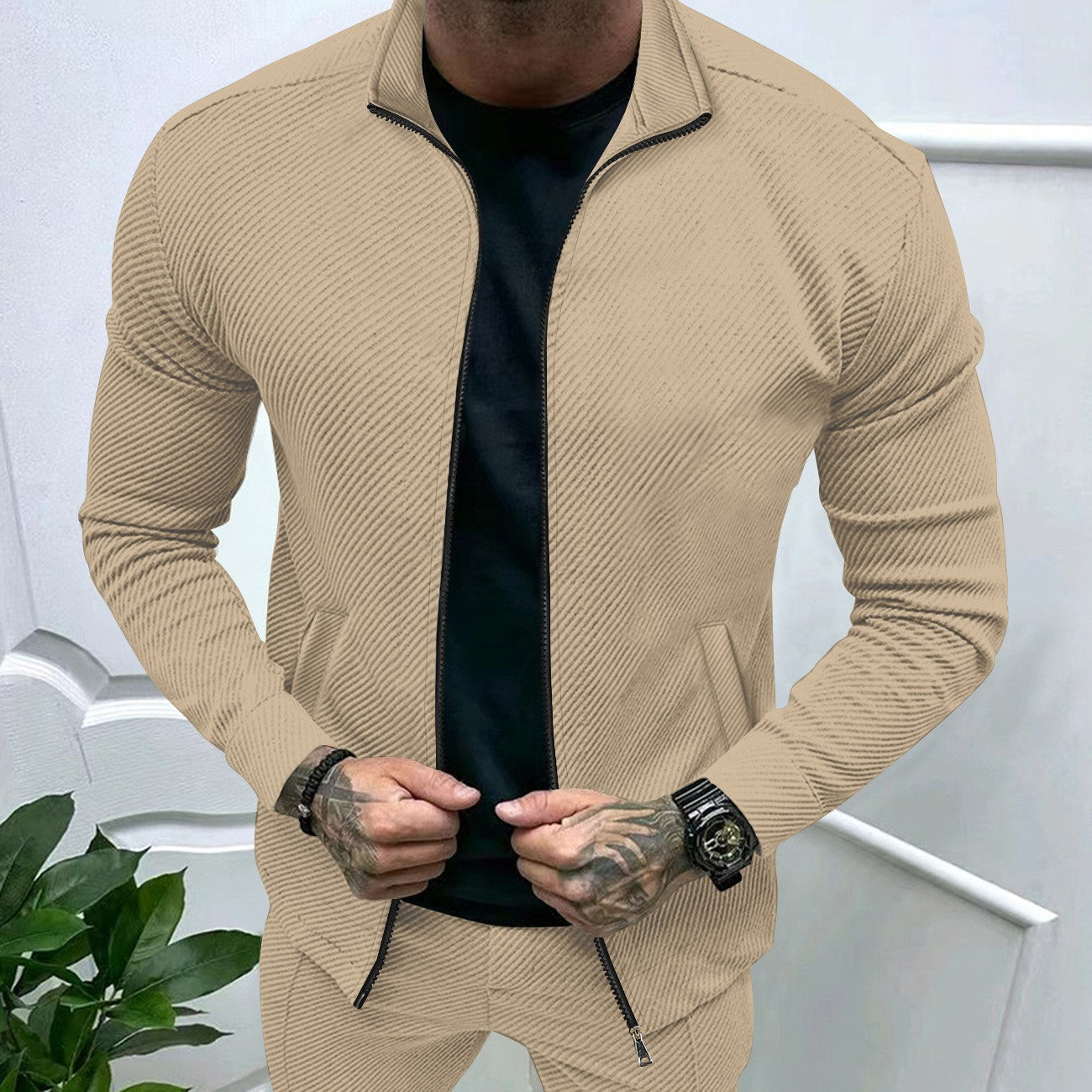 Herren sportliche Jacke mit strukturiertem Design Stilzeits