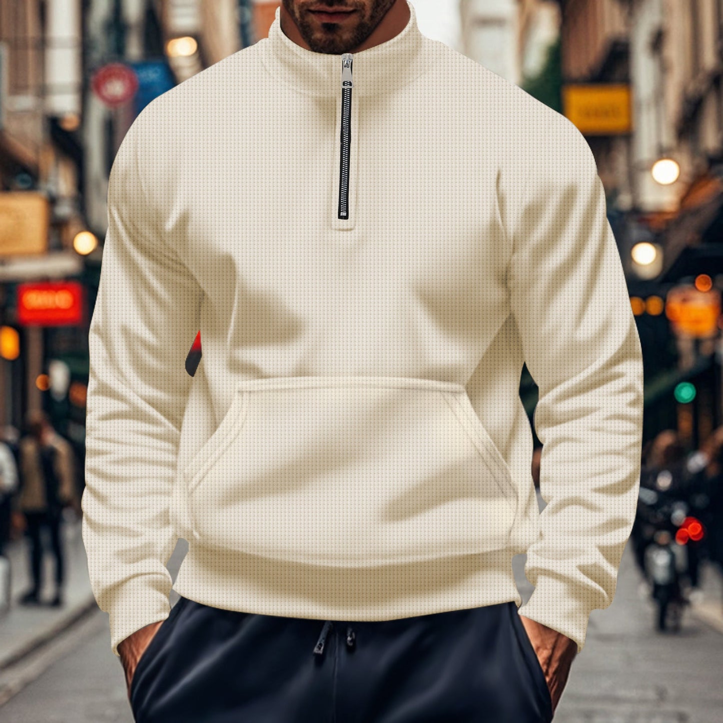 Herren sportlicher Hoodie mit Reißverschluss und praktischen Taschen Stilzeits