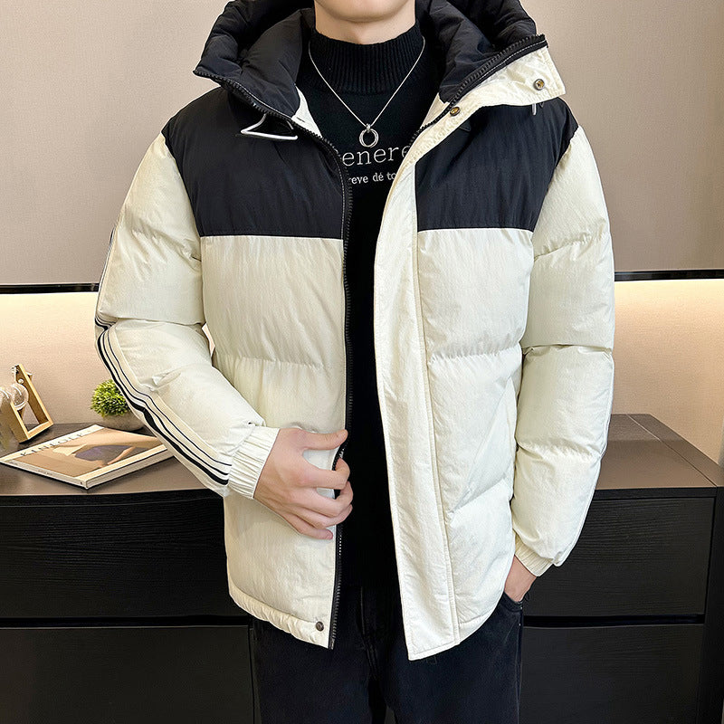 Herren modische und warme Steppjacke mit verstellbarer Kapuze Stilzeits