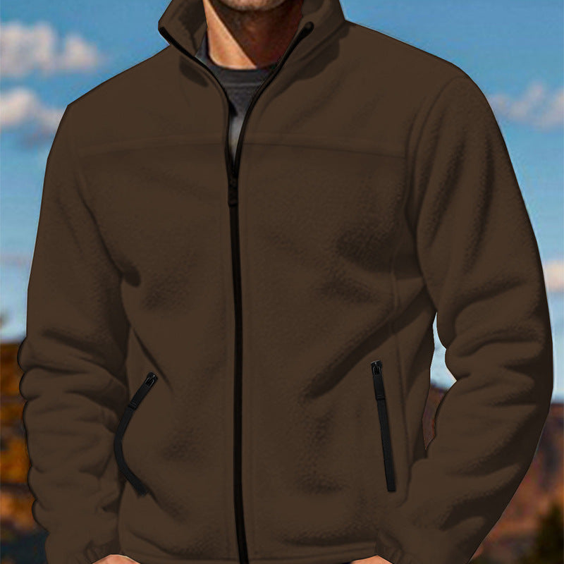 Herren Fleecejacke mit hochschließendem Kragen und Reißverschlusstaschen Stilzeits