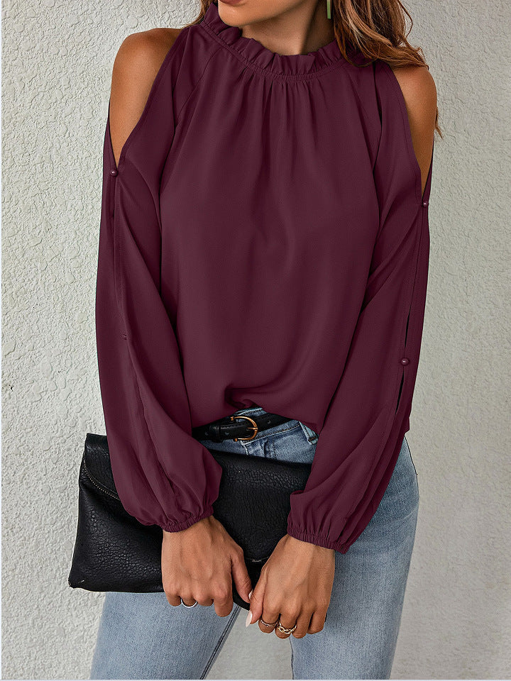 Damen Bluse mit kühlen Schulterdetails und elastischen Ärmeln Stilzeits