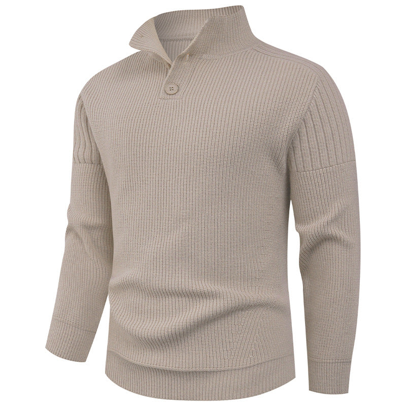 Herren Strickpullover mit hohem Kragen und Knopfdetails Stilzeits
