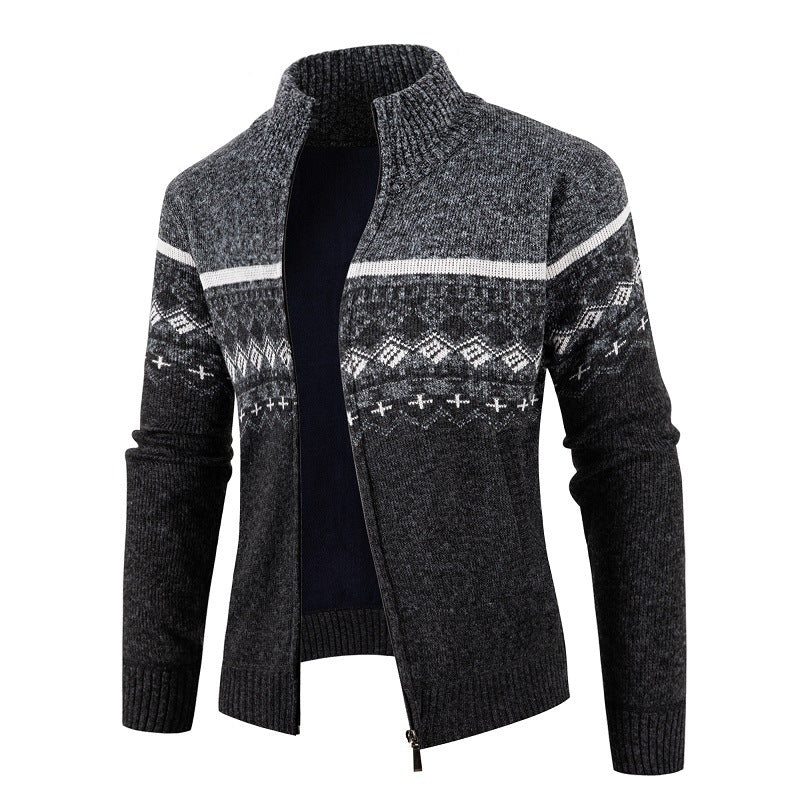 Herren modische Strickjacke mit hohem Kragen Stilzeits