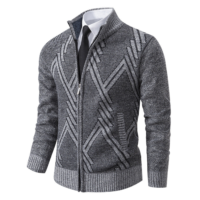 Herren Strickjacke mit modernen geometrischen Mustern Stilzeits