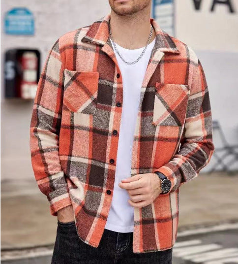 Herren lässige Karomuster Hemdjacke Stilzeits