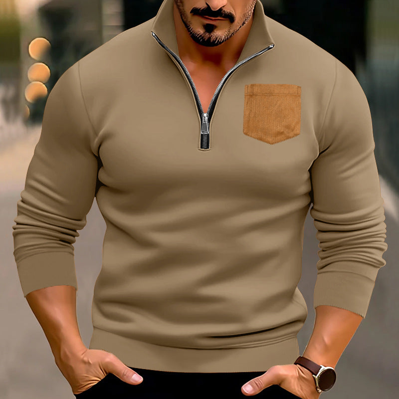 Herren sportlicher Pullover mit kontrastierenden Taschen Stilzeits