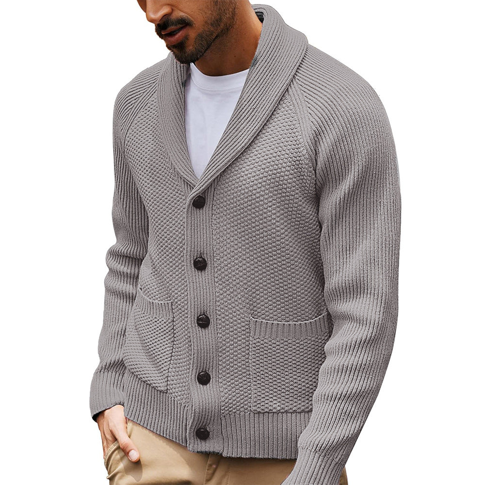 Herren Strickjacke mit strukturiertem Design und praktischem Schalkragen Stilzeits