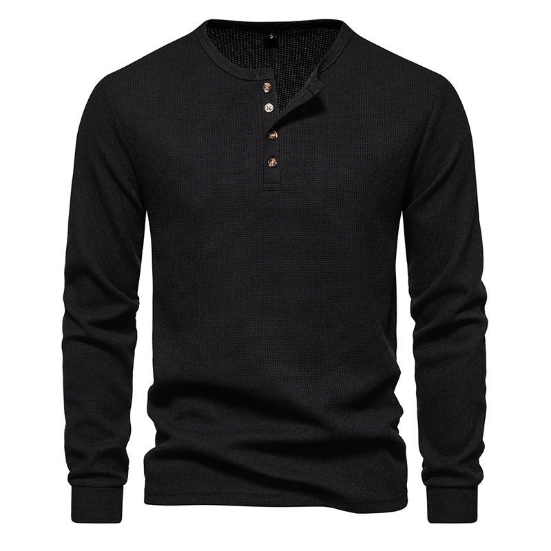 Herren Langarmshirt mit Knopfleiste und strukturiertem Design Stilzeits