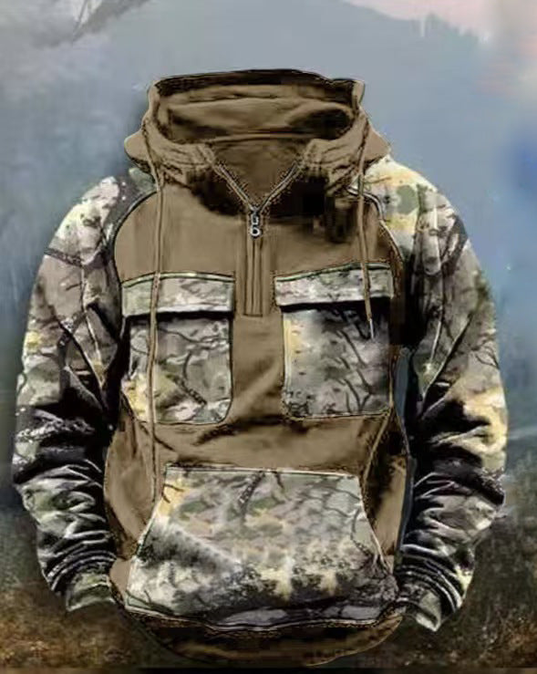 Herren Camouflage Funktionskapuzenpullover Stilzeits