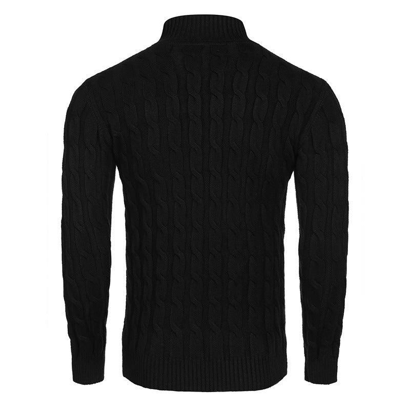Herren modischer Rollkragenpullover mit Zopfmuster Stilzeits