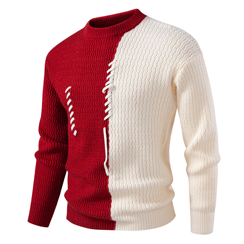 Herren Grobstrickpullover mit asymmetrischem Muster und dekorativem Detail Stilzeits