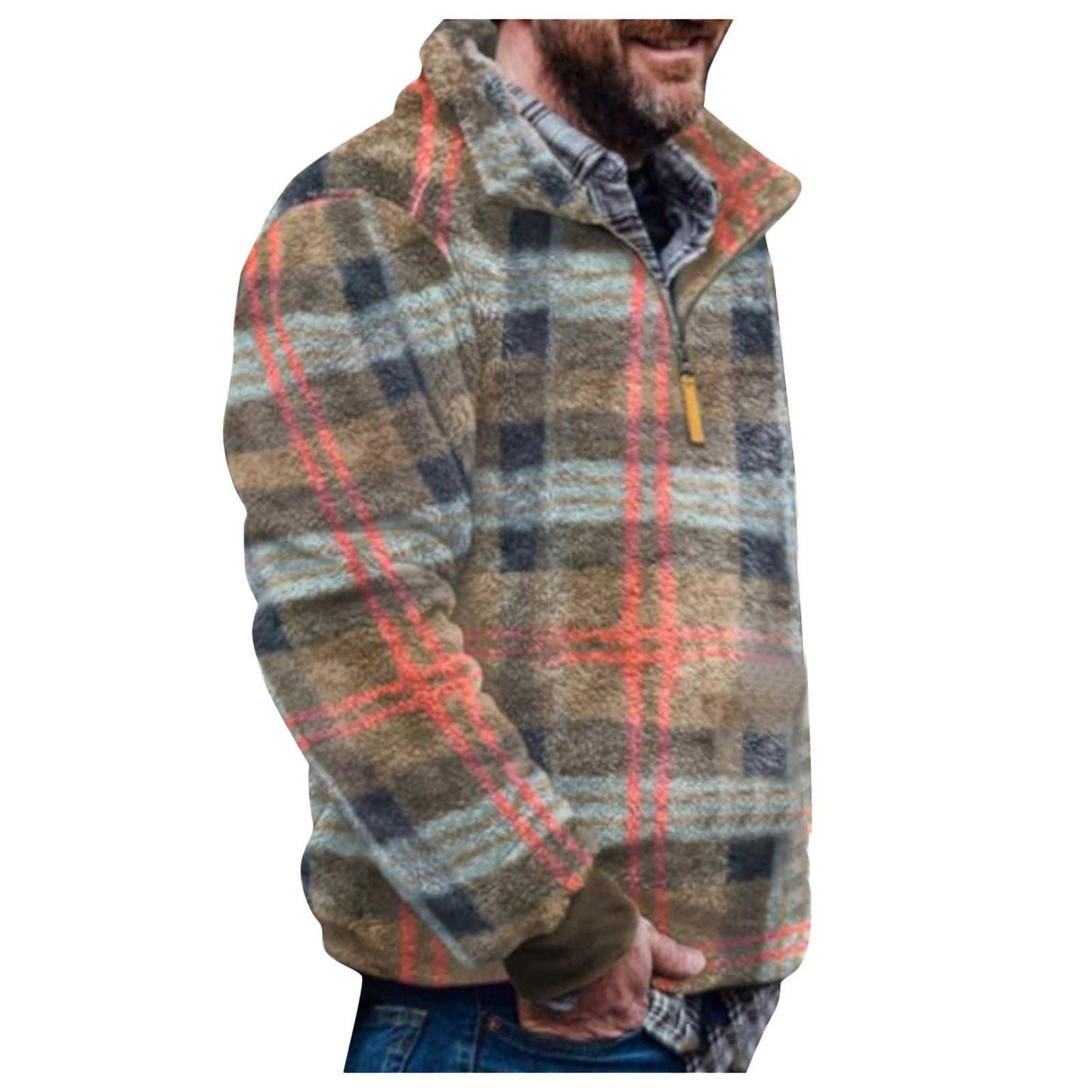 Herren Pulloverjacke mit farbenfrohem, geometrischem Design und praktischer Brusttasche Stilzeits