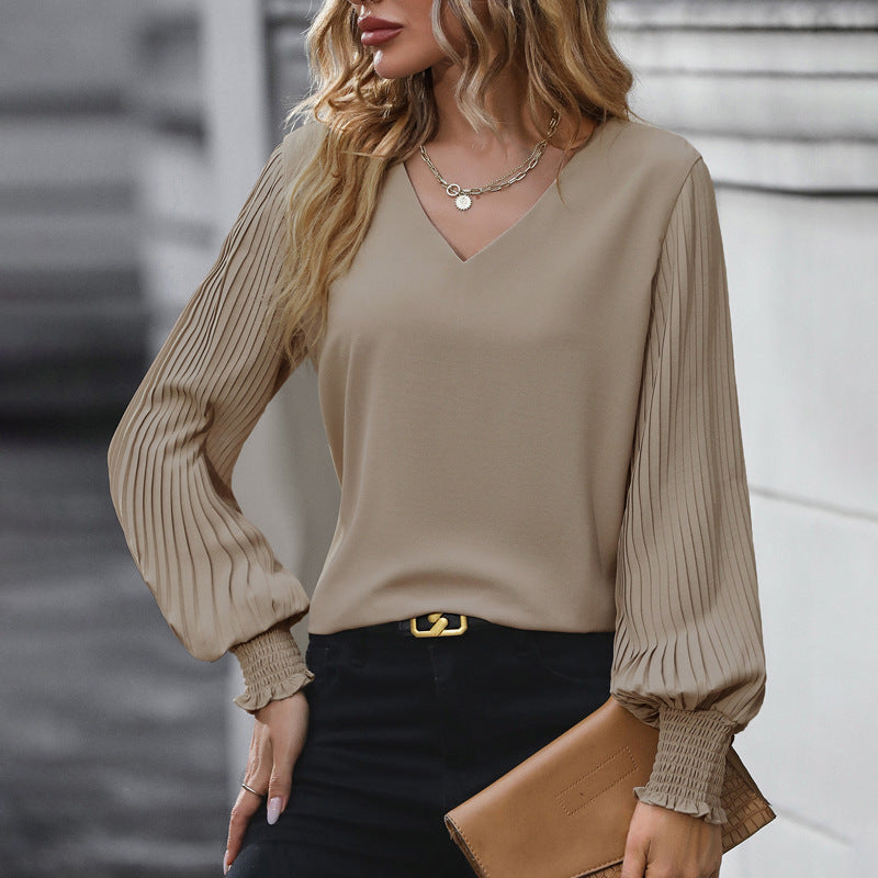 Damen Elegantes Blusenshirt mit Plisseé-Ärmeln Stilzeits