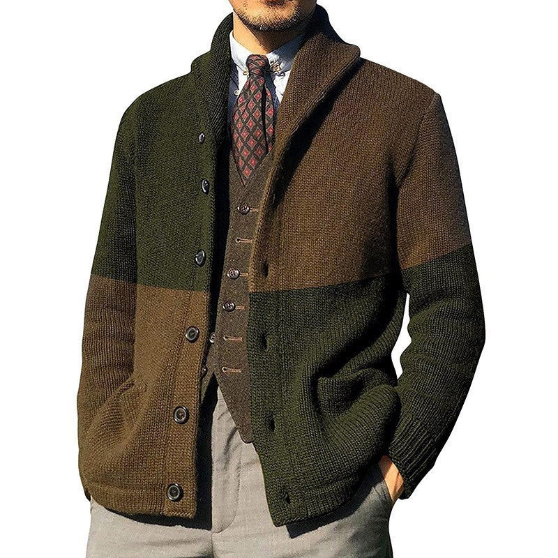 Herren modische Strickjacke mit anspruchsvoller Farbblockierung Stilzeits