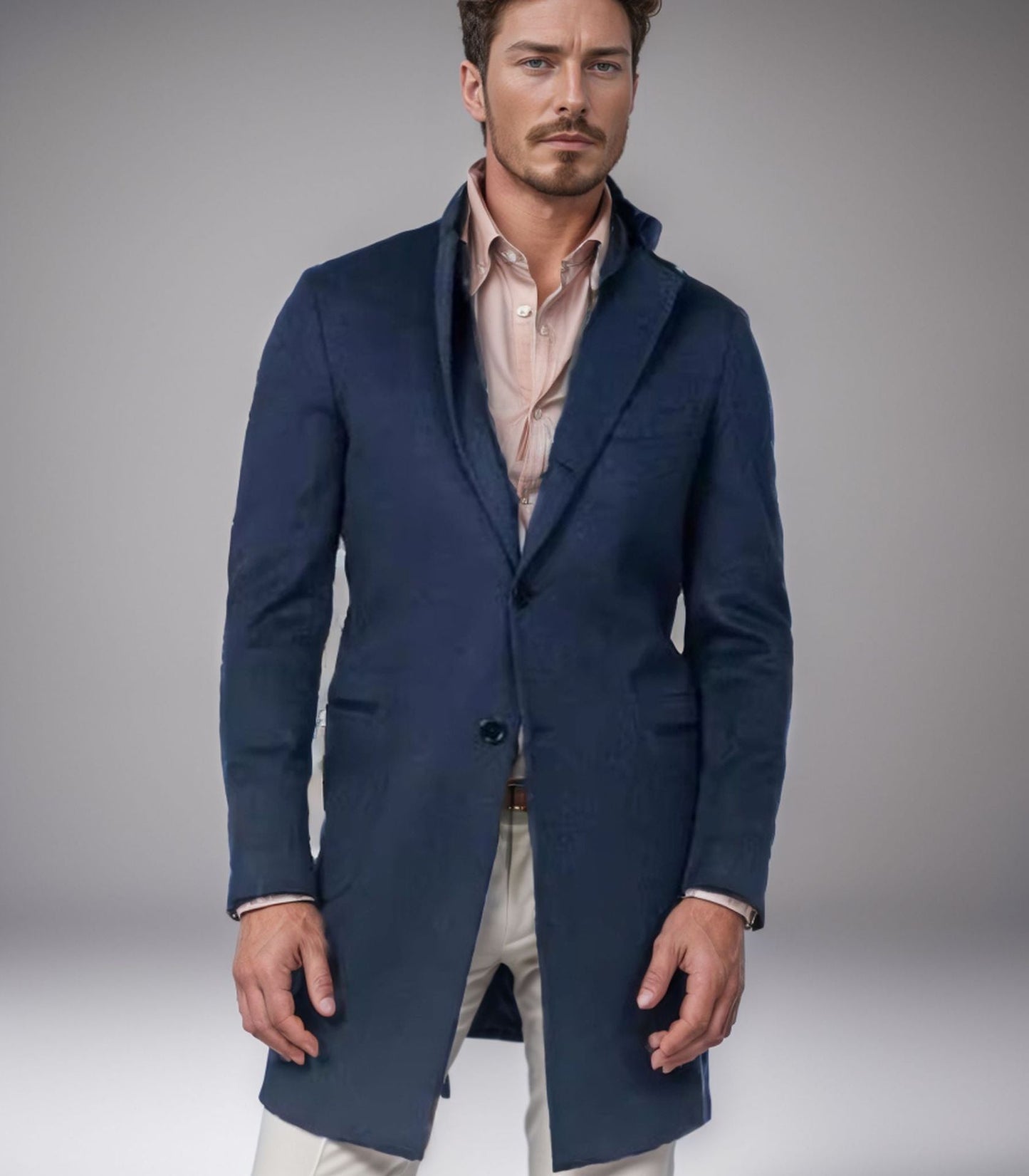 Herren eleganter Langmantel aus weichem Stoff Stilzeits