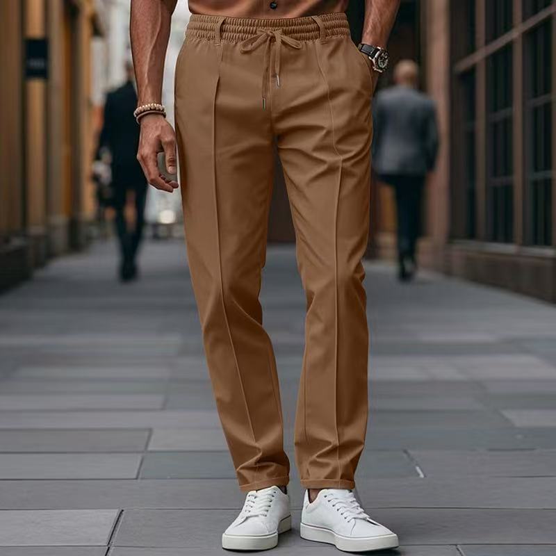 Herren elegante Freizeit-Hose mit elastischem Bund und seitlichen Eingrifftaschen Stilzeits
