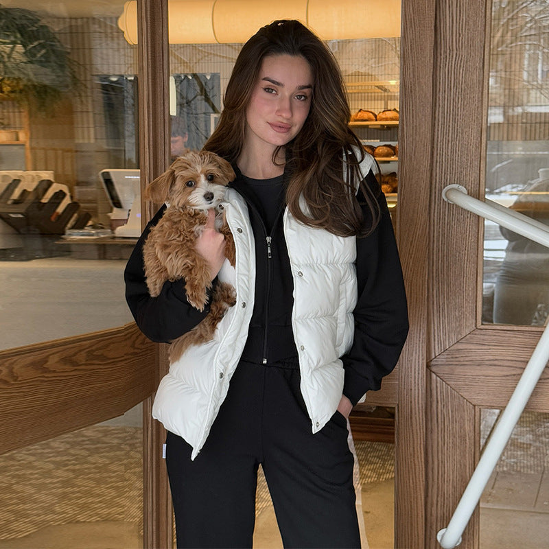 Damen gesteppte Weste mit gebürstetem Flanell-Hemd Stilzeits