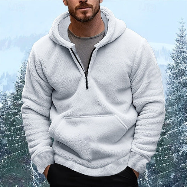 Herren Kuscheliger Fleece-Hoodie mit halblangem Reißverschluss Stilzeits
