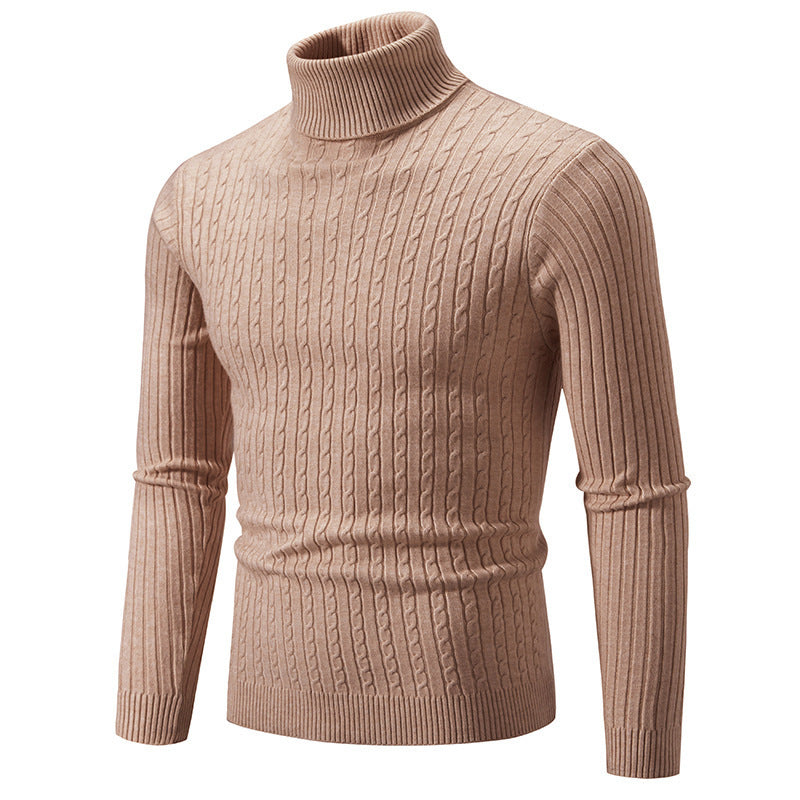 Herren Strickpullover mit modernem Rippmuster und hohem Kragen Stilzeits