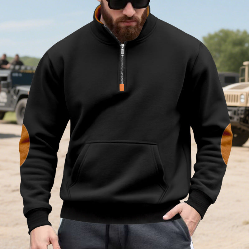 Herren Hoodie mit modischem Stehkragen und Kontrastdetails Stilzeits
