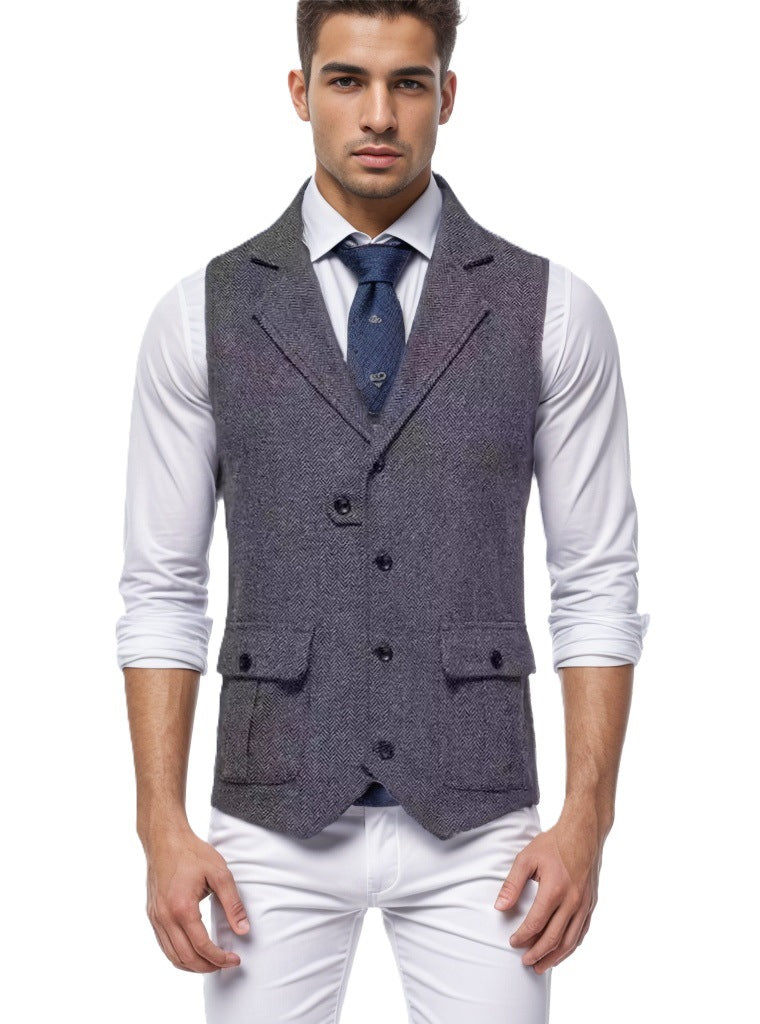 Herren elegante Weste im Hahnentrittmuster Stilzeits