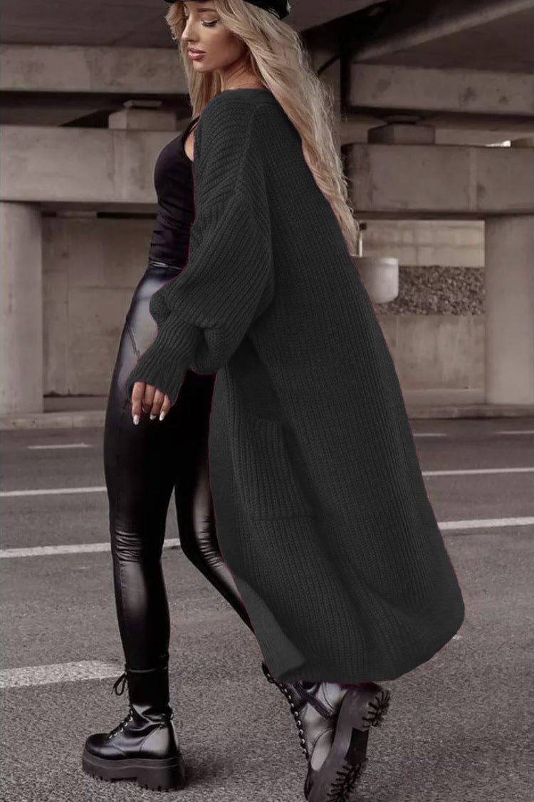Damen Grobstrickmantel im lässigen Oversized-Stil mit tiefen Taschen Stilzeits