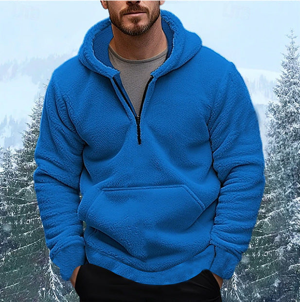 Herren Kuscheliger Fleece-Hoodie mit halblangem Reißverschluss Stilzeits