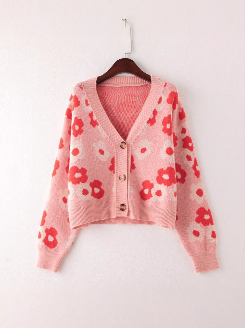 Damen cardigan mit floralem Muster und Knopfdetails Stilzeits