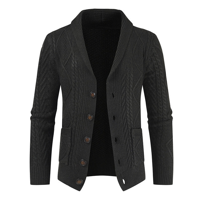 Herren Strickjacke mit elegantem Kabelmuster und Knopfleiste Stilzeits