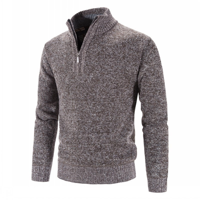 Herren modischer Strickpullover mit halbem Reißverschluss und strukturiertem Design Stilzeits