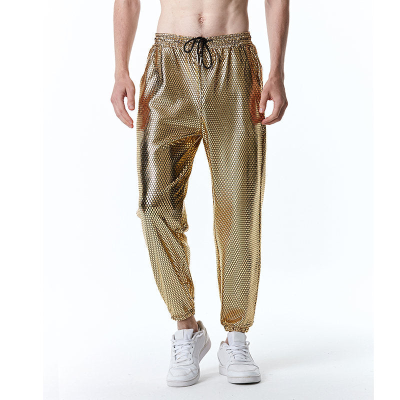 Herren futuristische Mesh-Hose im angesagten Metallic-Look Stilzeits