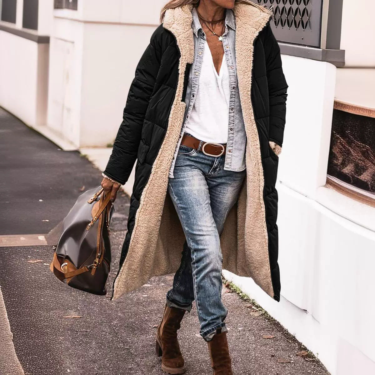 Stilzeits | Wendejacke mit Kapuze In Knielanger Form