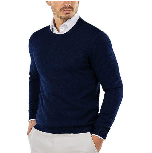 Herren eleganter Rundhals-Pullover aus feiner Baumwolle Stilzeits